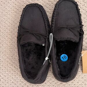 NWT BearPaw Black Moccasin Slippers for Men Size M( 9-10)